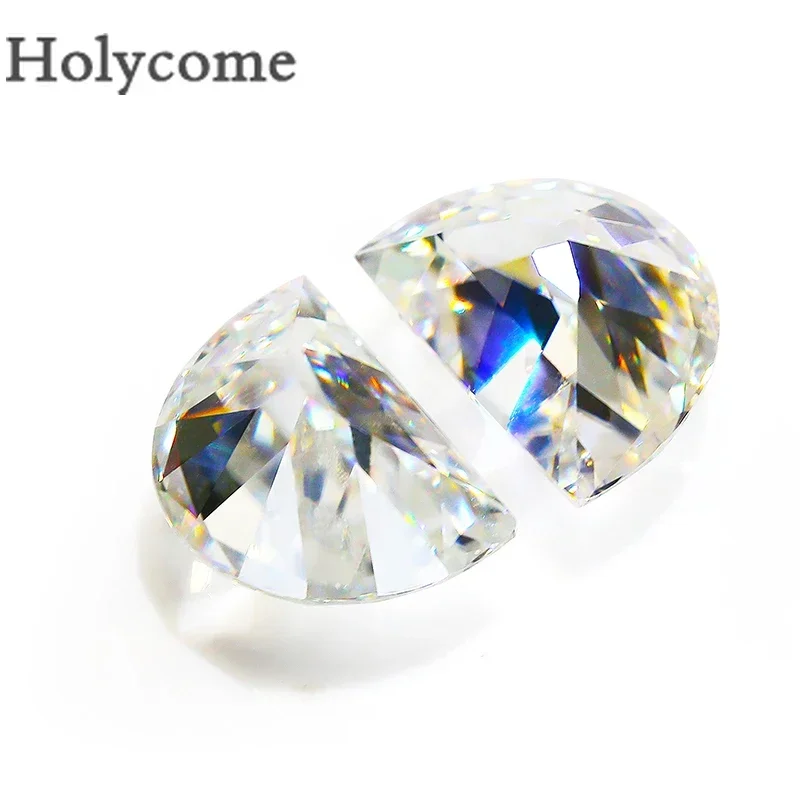 Holycome Half Moon Small Size Brilliant Cut  D Color VVS1 Loose Moissanite Stone Diamond Test Positive Wholesale DIY Beads Charm