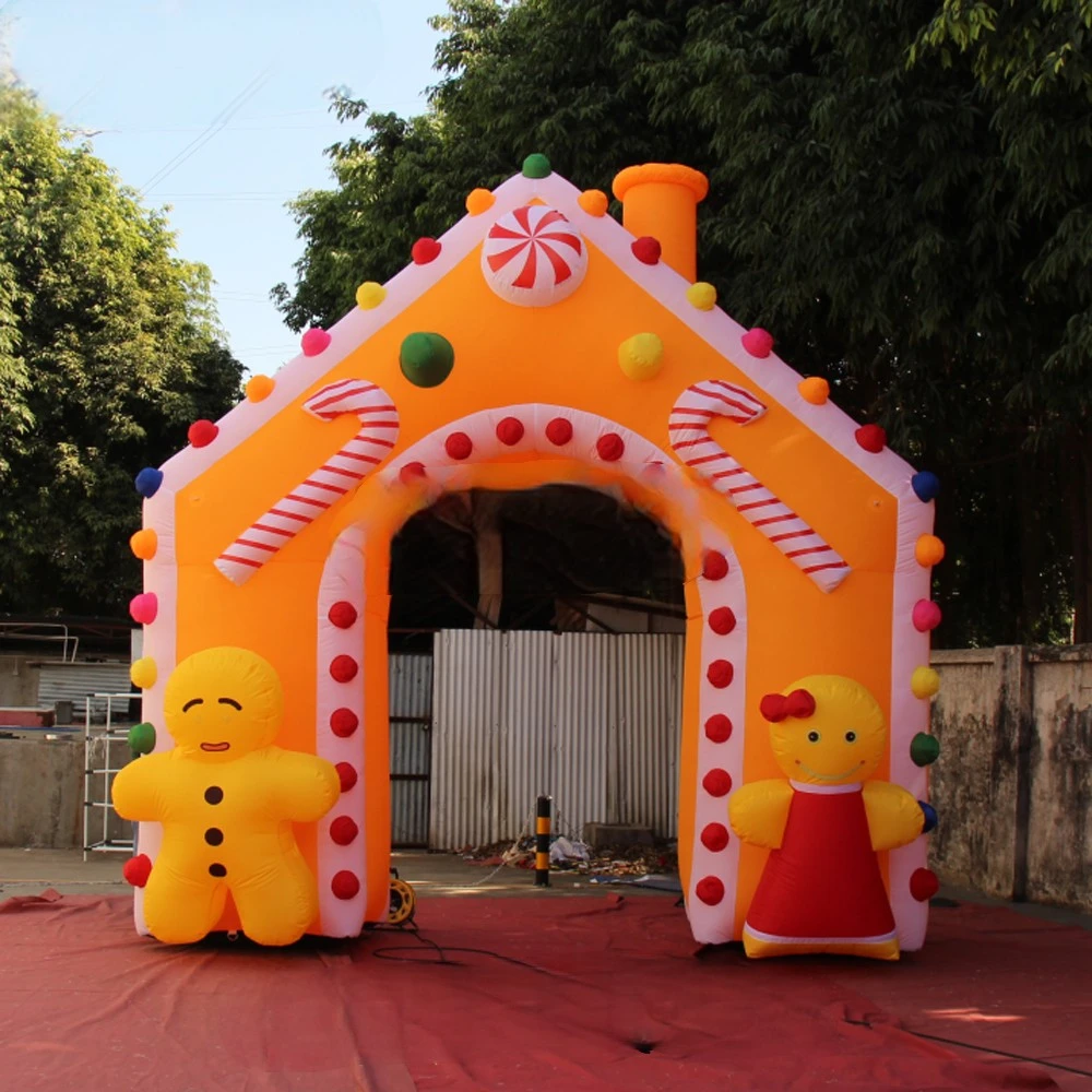 Gingerbread House Giant Inflatable  Christmas Air Blow Arch For Outdoor Patio Garden Lawn Decoration Factory Outlet