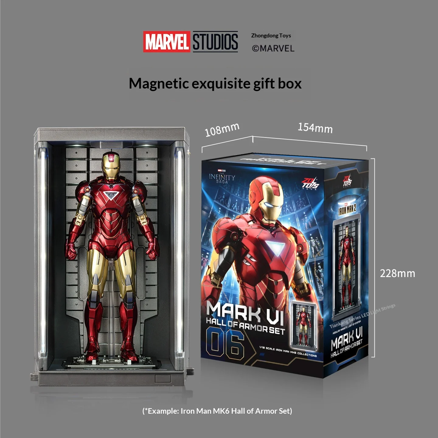 Zd Toys Iron Man Action Figure Model, Led Light‑Up Collectible Figure, Display Garage Decoration, Superb Gift For Fans
