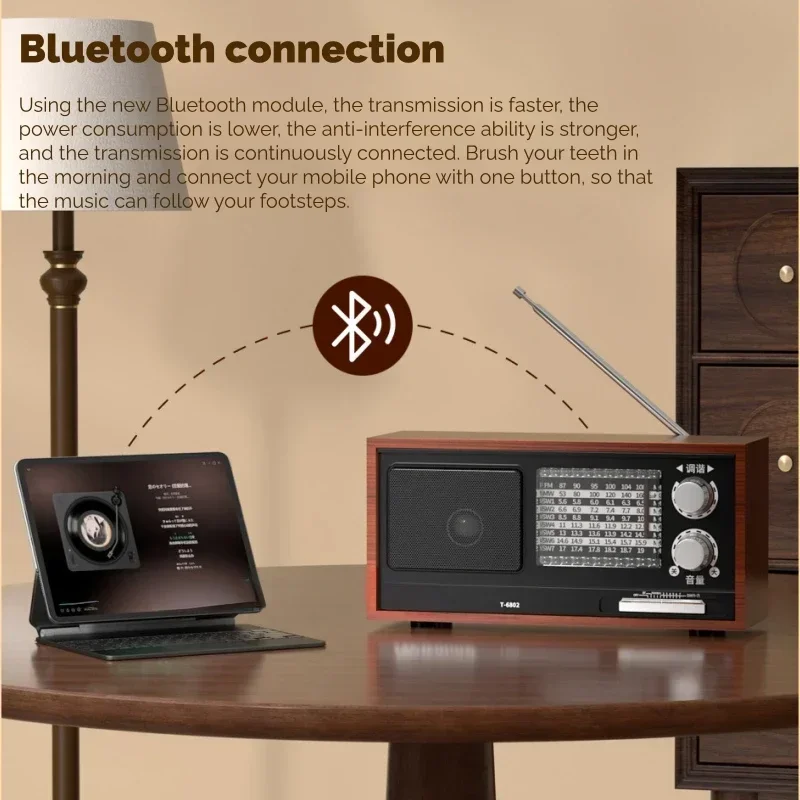 يتم ضبط الراديو لكبار السن يدويًا لبث مكبرات صوت بلوتوث متعددة الوظائف بتردد راديو FM/AM/SW كامل النطاق #3