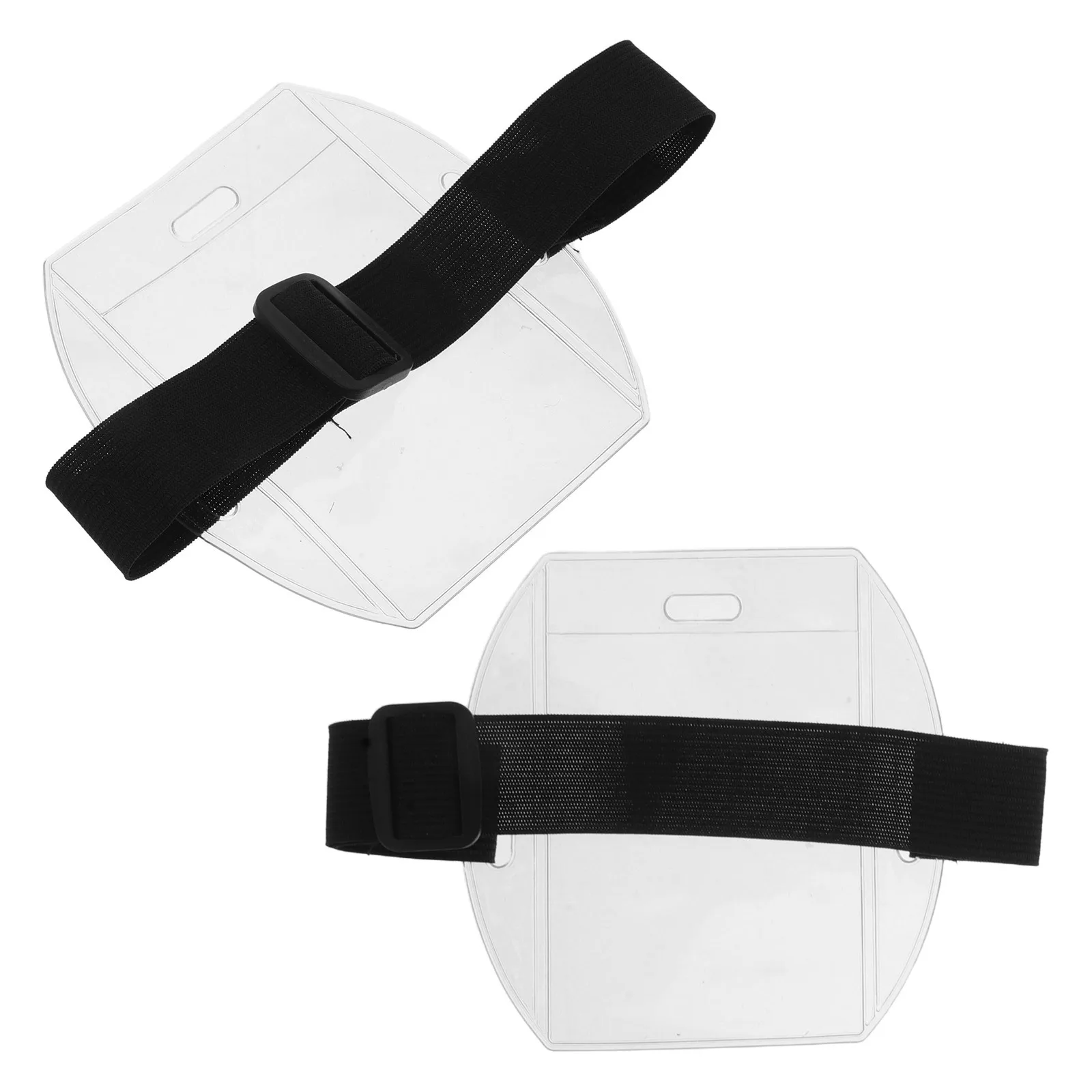 

1Pair Adjustable Arm Badge Holder Clear PVC Sleeve Id Card Armband Soft Elastic Band for Work Fitness Soft Band Holder