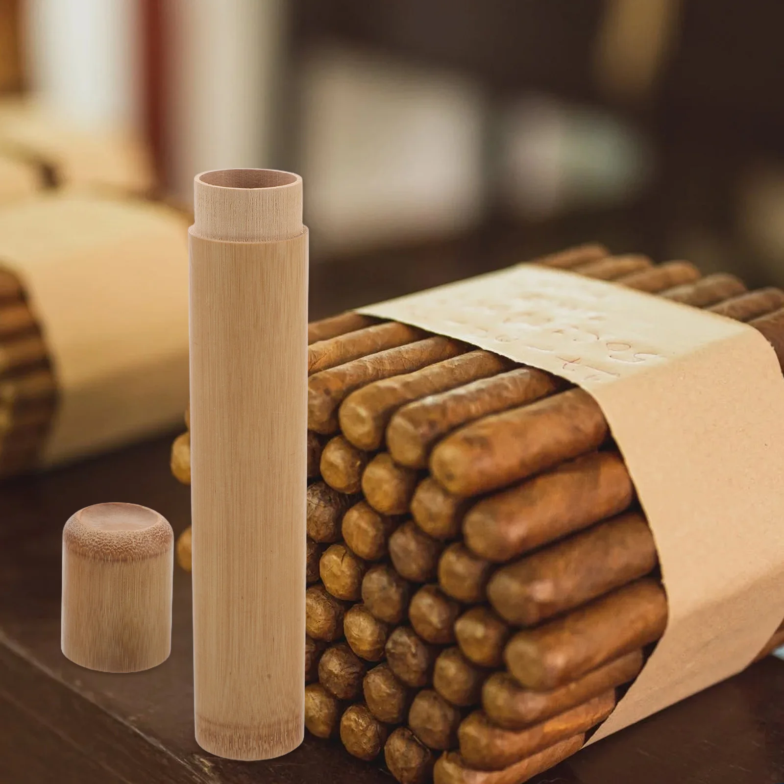 

Bamboo Tube Travel Small Sealed Humidor Storage Portable Case Accessories Single Cigar Cases Cigar Travel Humidor Box