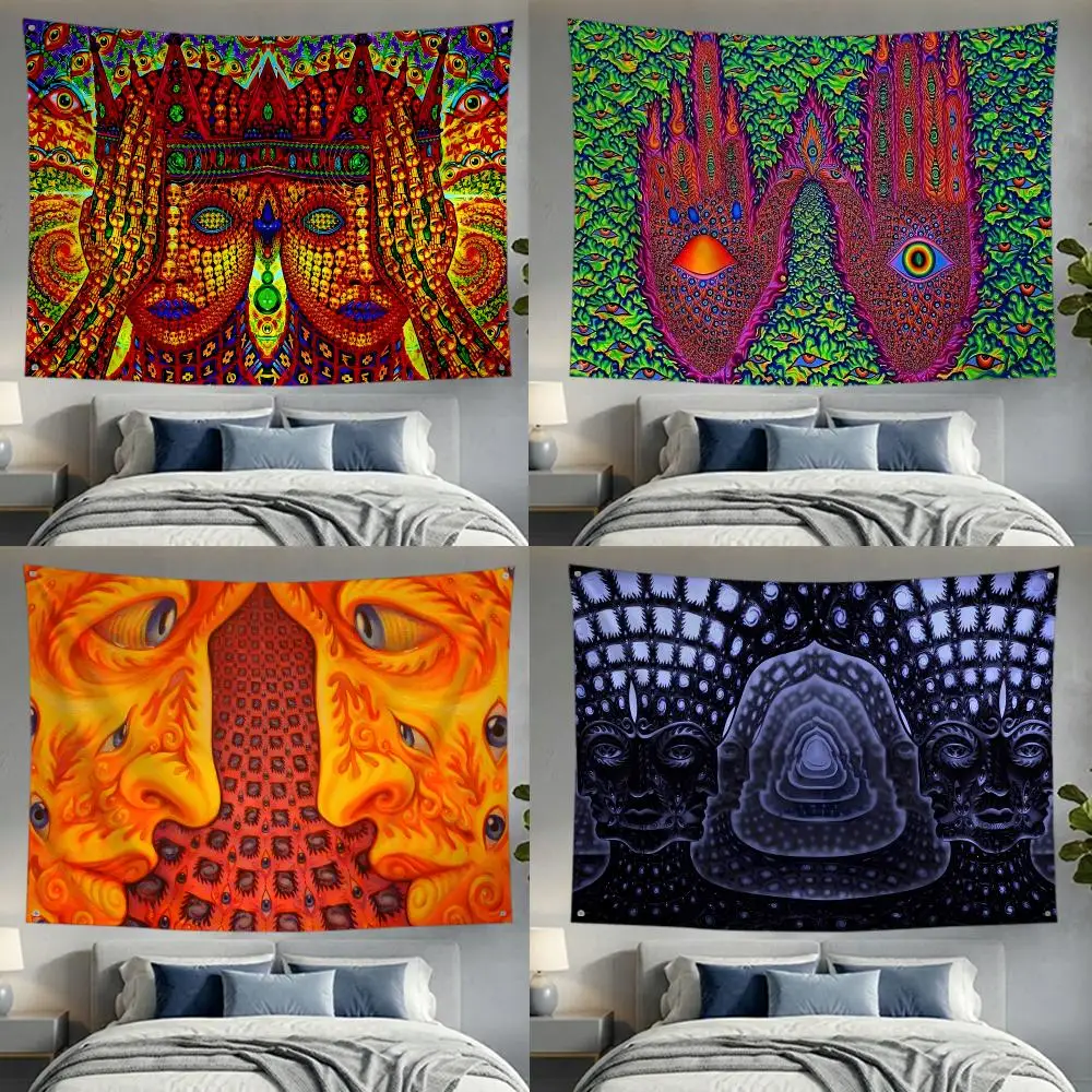 Artist Psychedelic Alex Grey Flags Lightweight no edging four rings hanging for indoor and outdoor decor