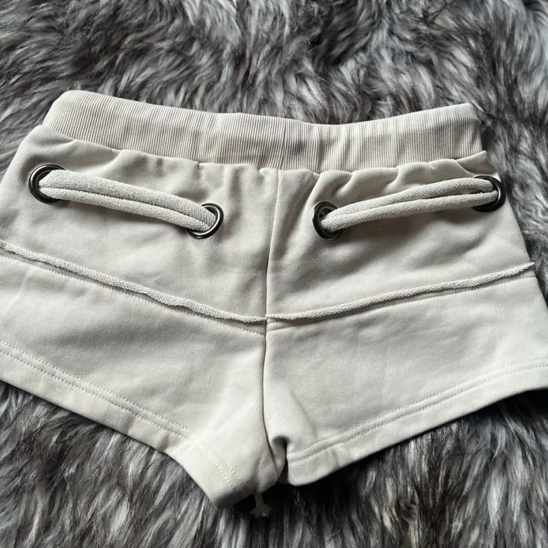 American Retro Sexy Shorts Drawstring Metal Ring Zipper Pocket Low Waist Hot Pants Y2K Streetwear Casual Bottoms Subculture