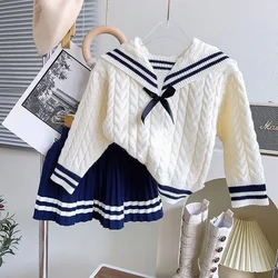 Girls Knitted Clothes Sets 2023  Autumn Winter Sweaters Tops+Skirt Girls Outfits Set Children Clothing Suits Baby Girl Clothes