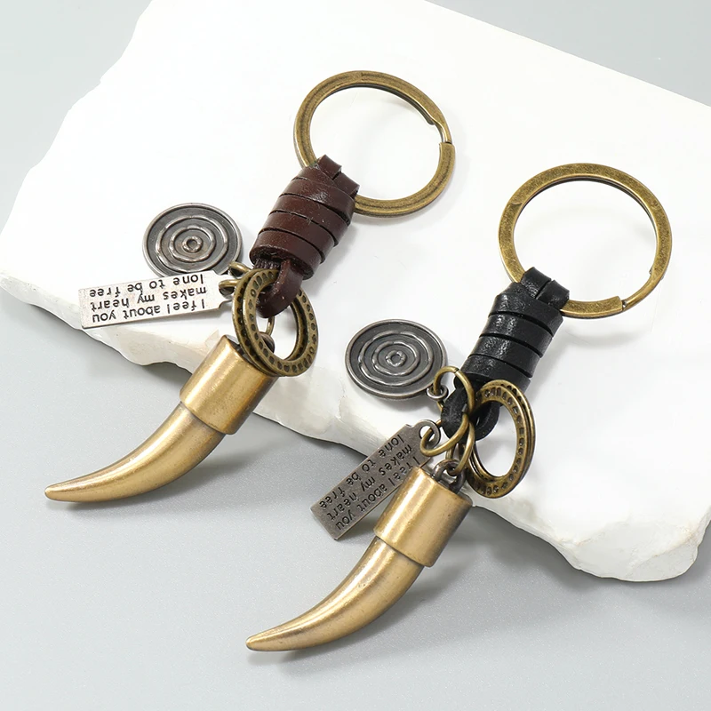Vintage metal key rings Charm Holder leather keychain