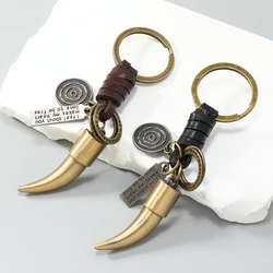 Vintage metal key rings Charm Holder leather keychain