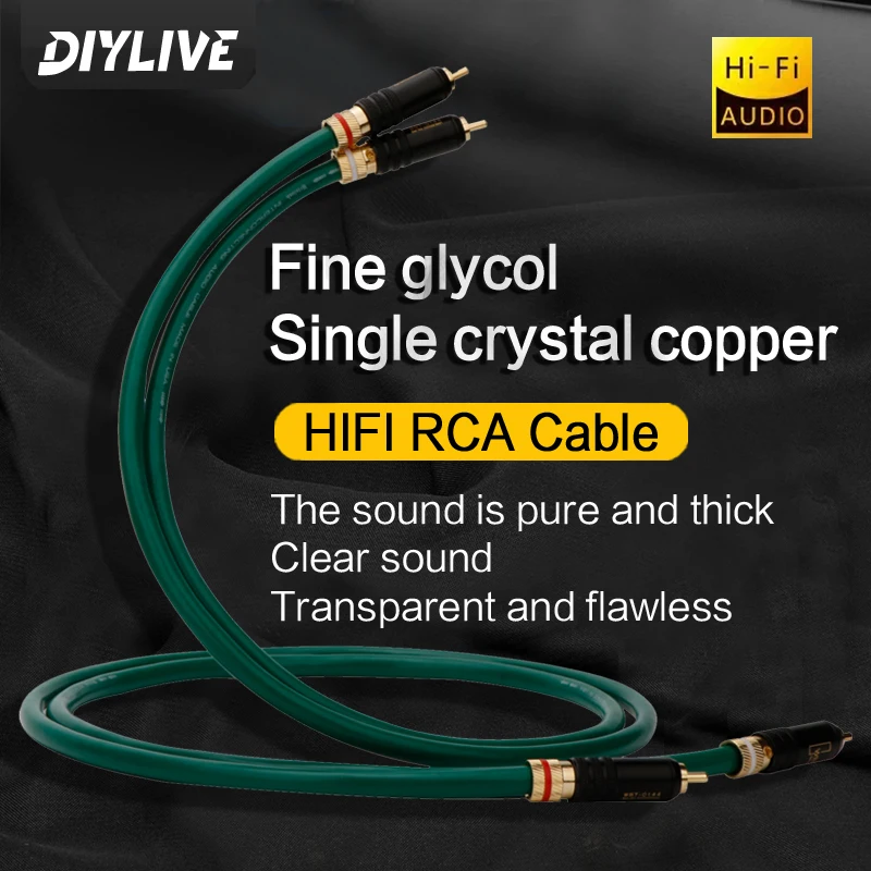 Fever signal cable Single crystal copper silver plated two to two 2RCA lotus head with power amplifier CD gall machine connectio