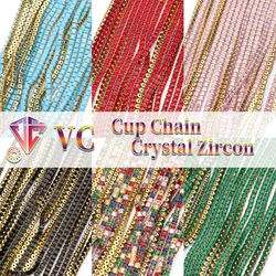 VC Gold Base Color Square shape Clear Zircon Rhinestone Chain Crystal Trim For Nail Art Jewelry Clothes Accessories