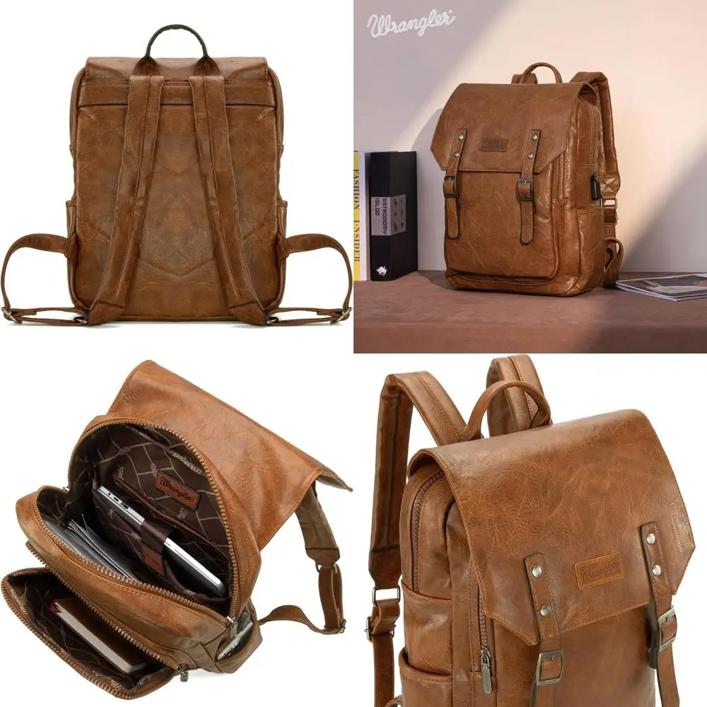 

Unisex Stylish Vegan Leather Backpack for Work and Business, Brown MontWest