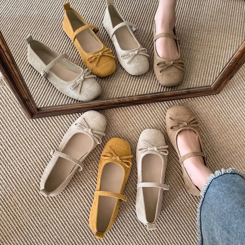 

Женские элегантные туфли-лодочки на плоской подошве с бантом и квадратным носком, бархатные тканевые туфли Майяра с пряжкой и ремешками Мэри Джейн, повседневные женские тонкие туфли на мягкой подошве