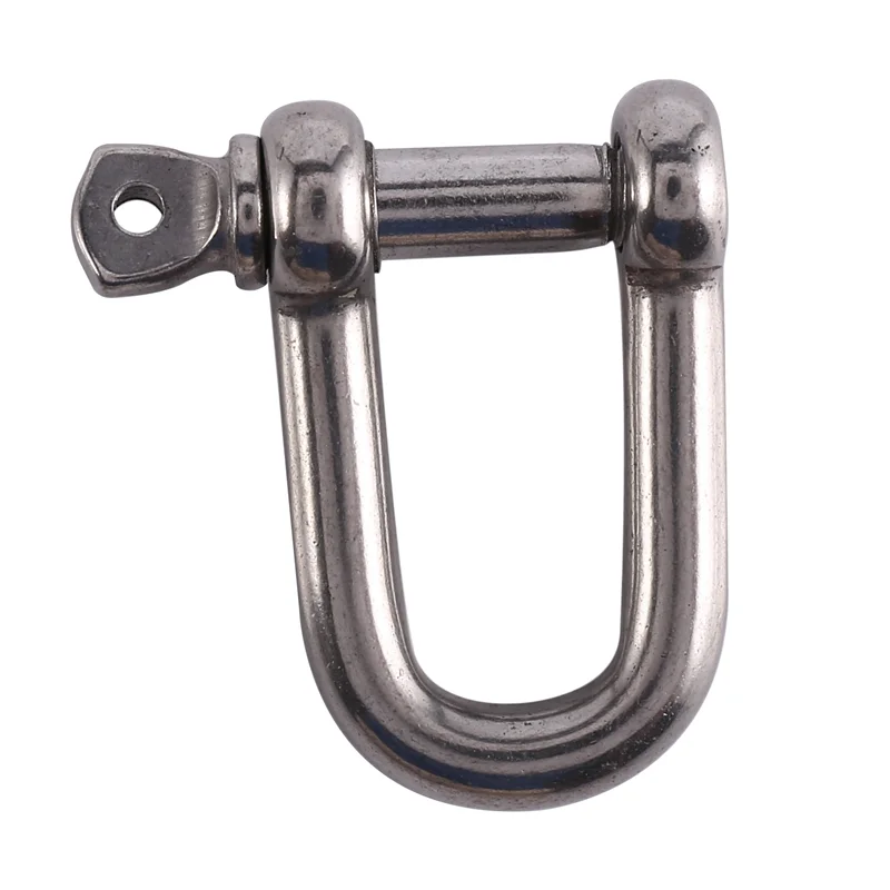 B23B 6Pcs M6x38mm Straight D-Shackle, Short, Stainless Steel AISI 316