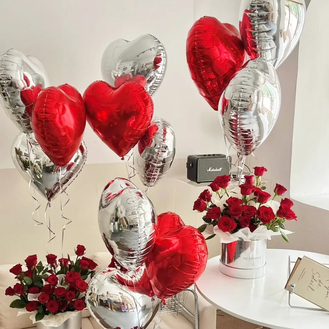 

10pcs 18 Inch Rose Gold Red Foil Heart Balloons Marriage Helium Iatable Balloon Wedding Event Party Decoration Inflatable