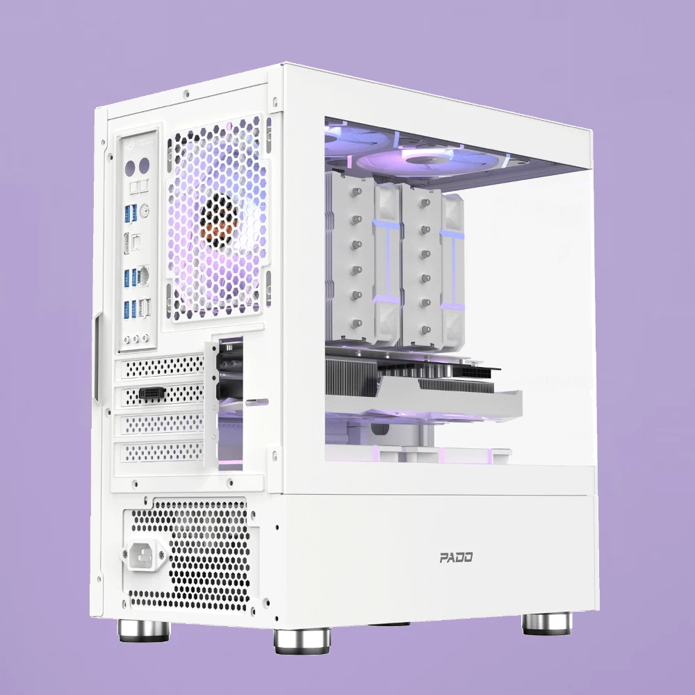 Padomini pc fall meerblick zimmer M-ATX desktop computer haupt chassis ohne a-säule doppelseitig gehärtetes glas gabinete gamer b