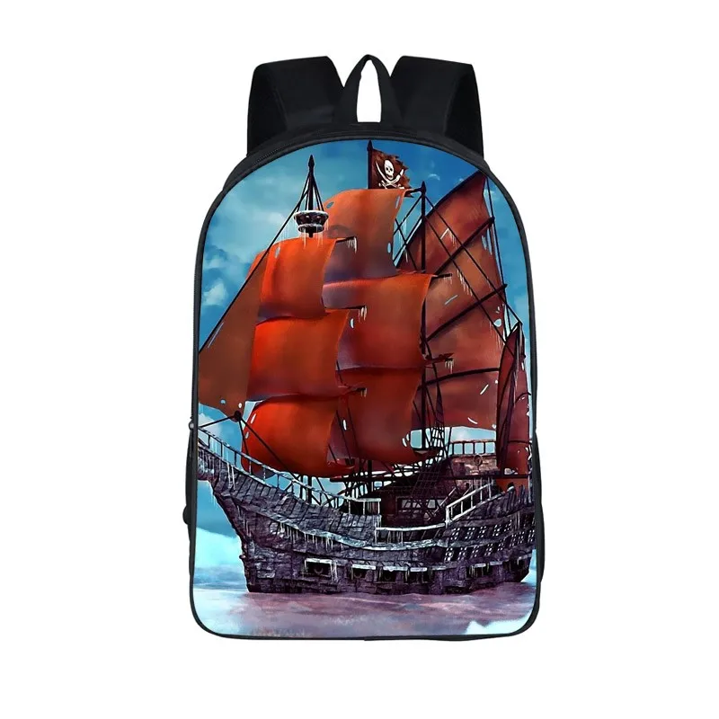 Oil Painting Art Sailboat Printing Young Men Travel Storage Bag Teenagers Boys Girls School Bags Laptop Bag Casual Backpacks