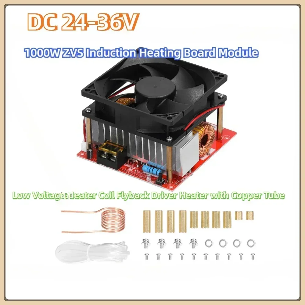 1000W ZVS Induction Heating Board Module Low Voltage Heater Coil Flyback Driver Heater with Copper Tube for DIY Parts Hardening