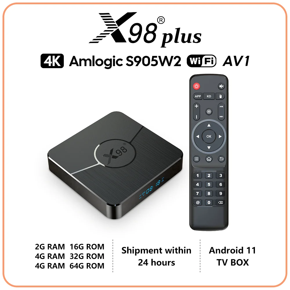 الأصلي X98 PLUS TV Box أندرويد 11 Amlogic S905W2 AV1 2.4G & 5G Dual Wifi BT5.0 4GB 32GB/64GB 4K مشغل الوسائط فك التشفير