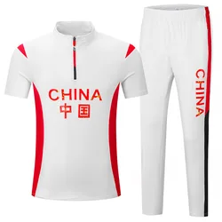 Chaqueta y pantalones para correr para atletas de verano, ropa deportiva de equipo chino, Top de manga corta de algodón para estudiantes de artes marciales, traje de entrenamiento Unisex