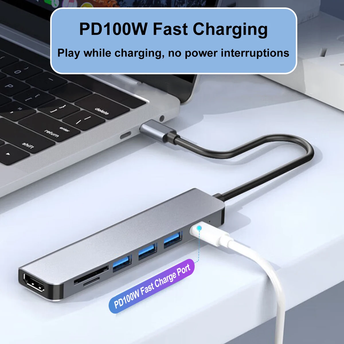 USB 3.0 Type C HUB USB C Docking Station to HDMI-compatible 4K 30HZ Type C to USB 3.0 Adapter Extender SD TF Reader PD 87W HUB