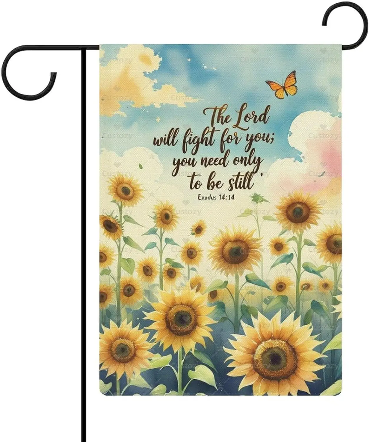 Garden Flag “The Lord Will Fight for You; You Need Only to Be Still” Double Sided 12x18 In Small Burlap Seasonal Yard Decora UUX
