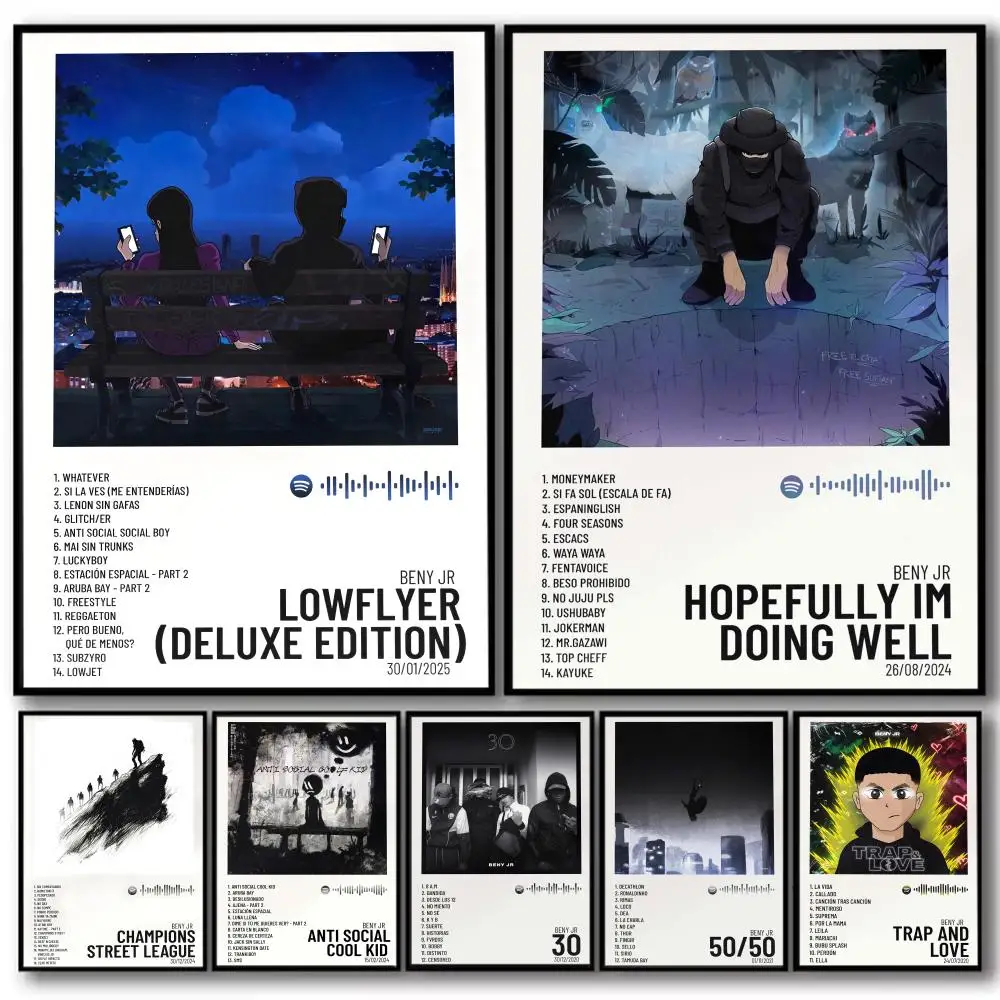 البوب مغني الراب B_BENY J_JR ألبوم HD الكتان قماش المشارك جدار الفن يطبع لغرفة المعيشة غرفة نوم مكتب هدية تزيين المنزل