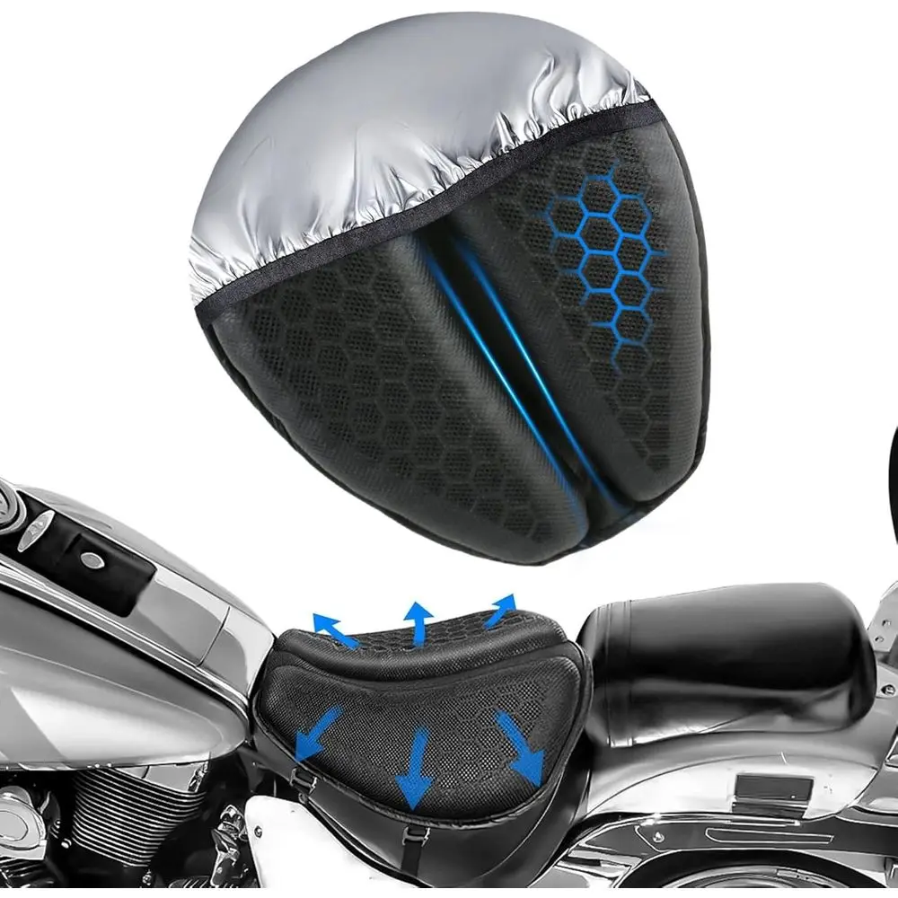 

Gel Seat Cushion with Removable Sunshade, 3D Ergonomic Design for Comfortable Long Rides, Breathable and Anti-Slip