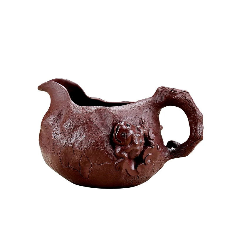 |Xiyin Tao Fu Yixing Purple Sand Handmade Golden Toad Pitcher Famous Chen Hongjun Fair Cup Kung Fu Tea Set Tea Pot