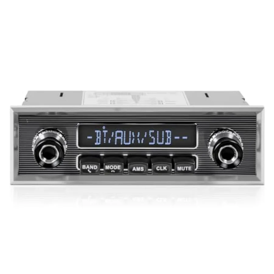 Retro Vintage Radio for Classic Vehicle - Single Din Bluetooth Car Stereo with AM FM USB AUX EQ Subwoofer RCA Output