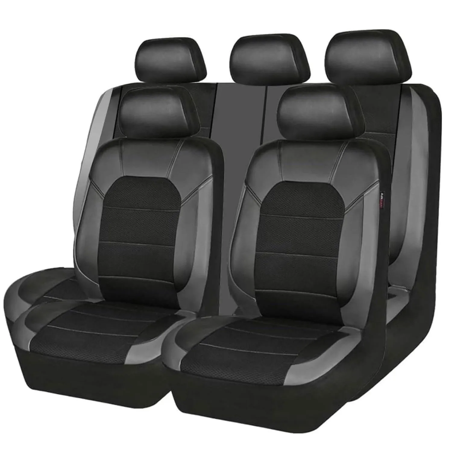 9 Pieces Sandwich Stitched Car Seat Cover Wear-resistant Polyester Leather Universal Auto Cushion