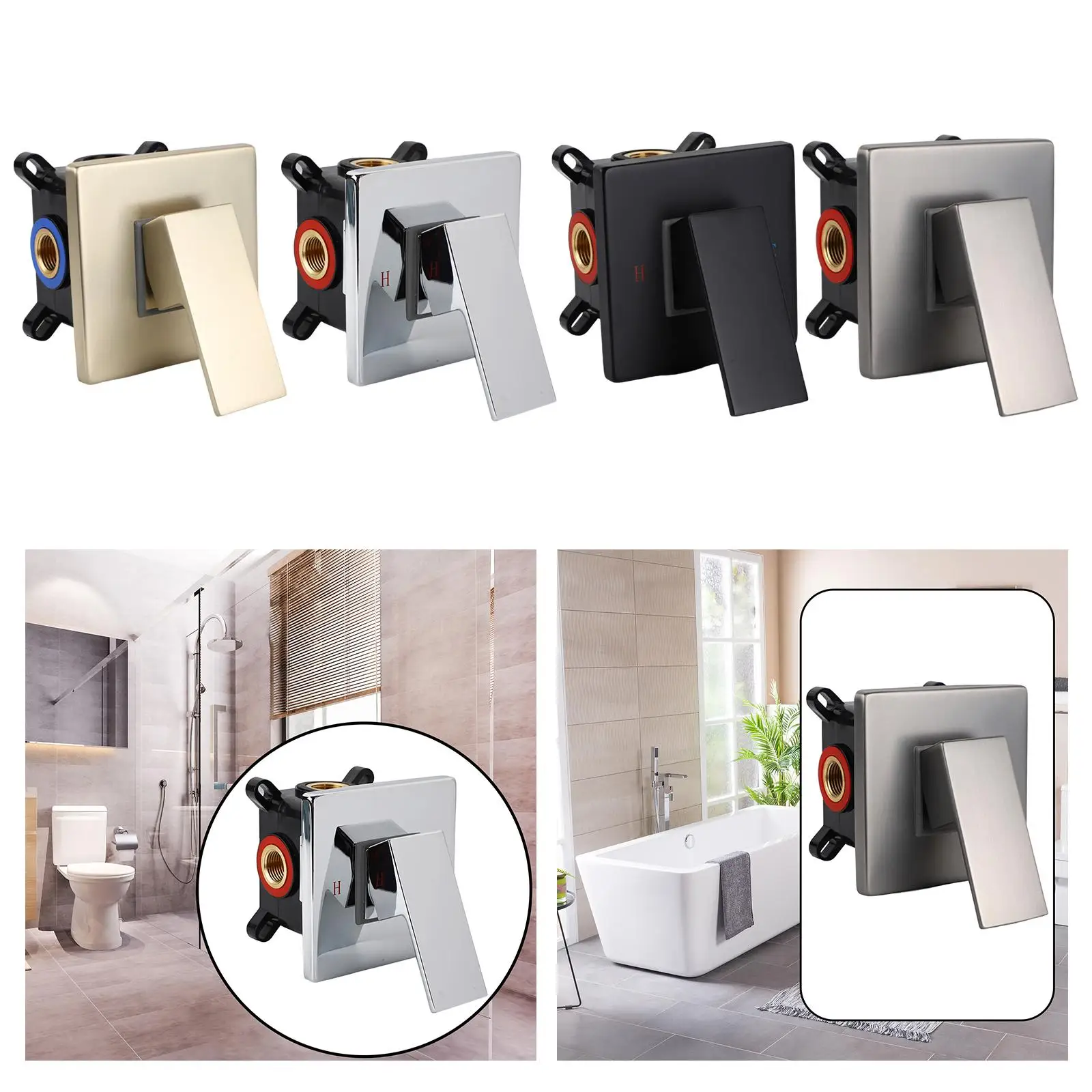 

Shower Faucet Mixing Valve Easy to Disassemble Space Saving Dark Shower Maintenance Elegant Appearance Shower Handle Valve