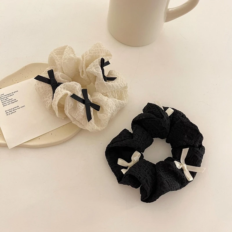 1PC French Versatile Solid Color Bow knot Cloth Hair Rope Korean Hair Ornament Headrope Women