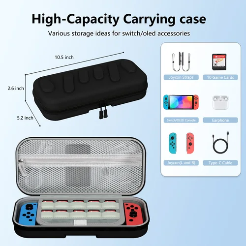 Imagen 2 del producto Estuche Rígido Compatible con NS Switch/OLED - Para Consola y Accesorios, Bolsa de Transporte Portátil de Carcasa Rígida