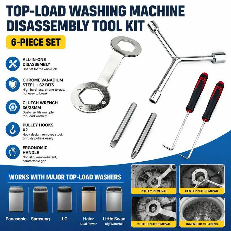 6-Piece Tool Box Washing Machine Drum Removal Tool Set Washing Machine Repair Pull Hook Screwdriver Set Washing Machines Tools