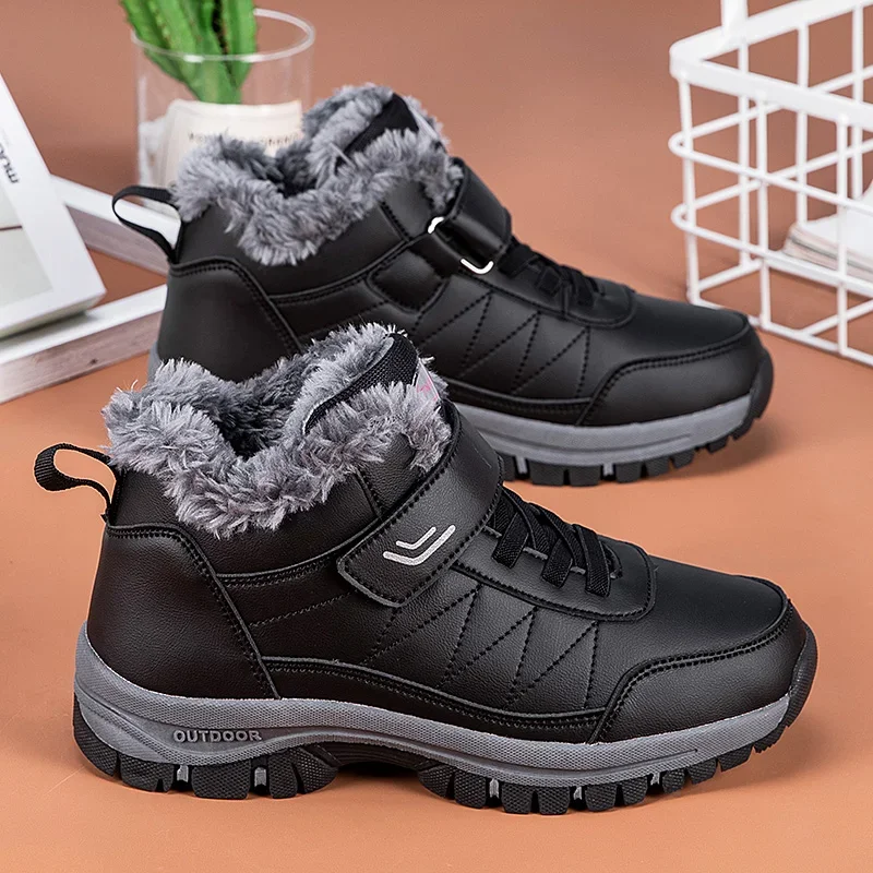 Winter Men Boots Microfiber Leather Snow Boots Man Plush Warm Causal Shoes Waterproof Men Boots Male Sneakers Winter Ankle Boots
