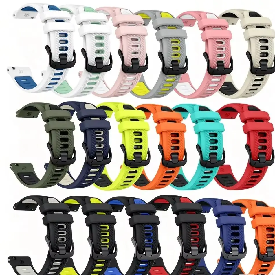 Two-color Silicone Watch Strap for Garmin Forerunner 70 Breathable Outdoor Sport Replacement Band for Forerunner 165 245 170 55