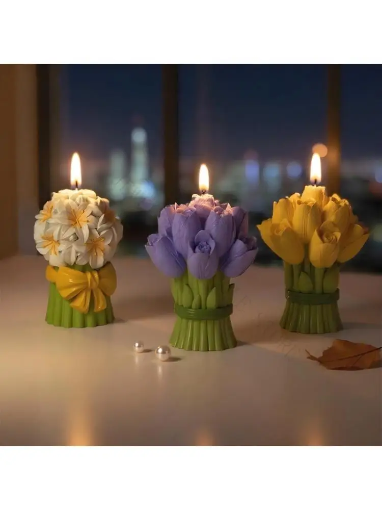 R7UF Silicone Mould For Tulips Bouquet Aromatherapys Reusable Craft Tool for Family Activities and Weddings