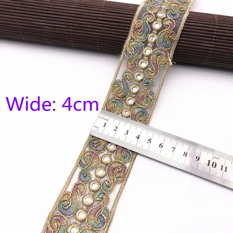 Flower Lace Trim, Embroidered Webbing, DIY Sewing, National Ribbon, Costume, 1 Yards