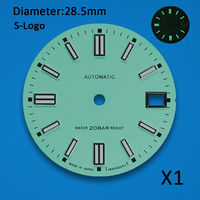 28.5mm S Logo Sunburst Dial Suitable For NH35/NH36/4R/7S Japanese Automatic Movement C3 Green Luminous Watch Accessories