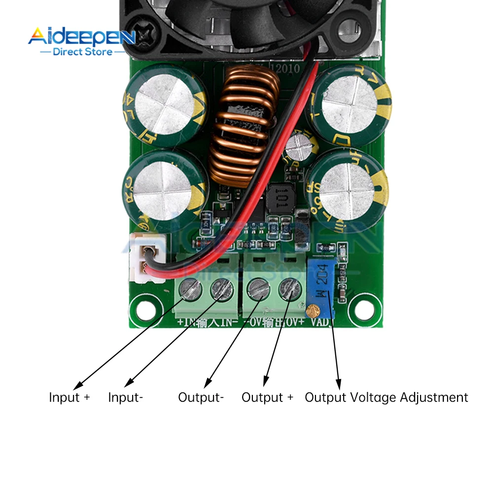DC-DC Step-down Power Supply Module 10A Adjustable Step-down Module Voltage Regulator 24V 12V 5V 3V With Fan For Arduino