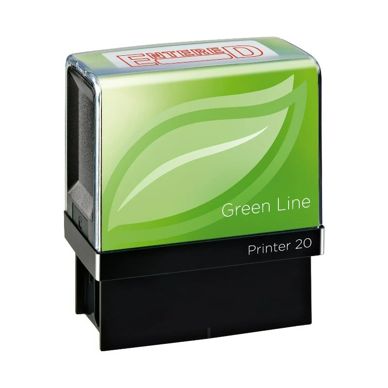 Штамп для сообщений Green Line, ENTERED, красные чернила