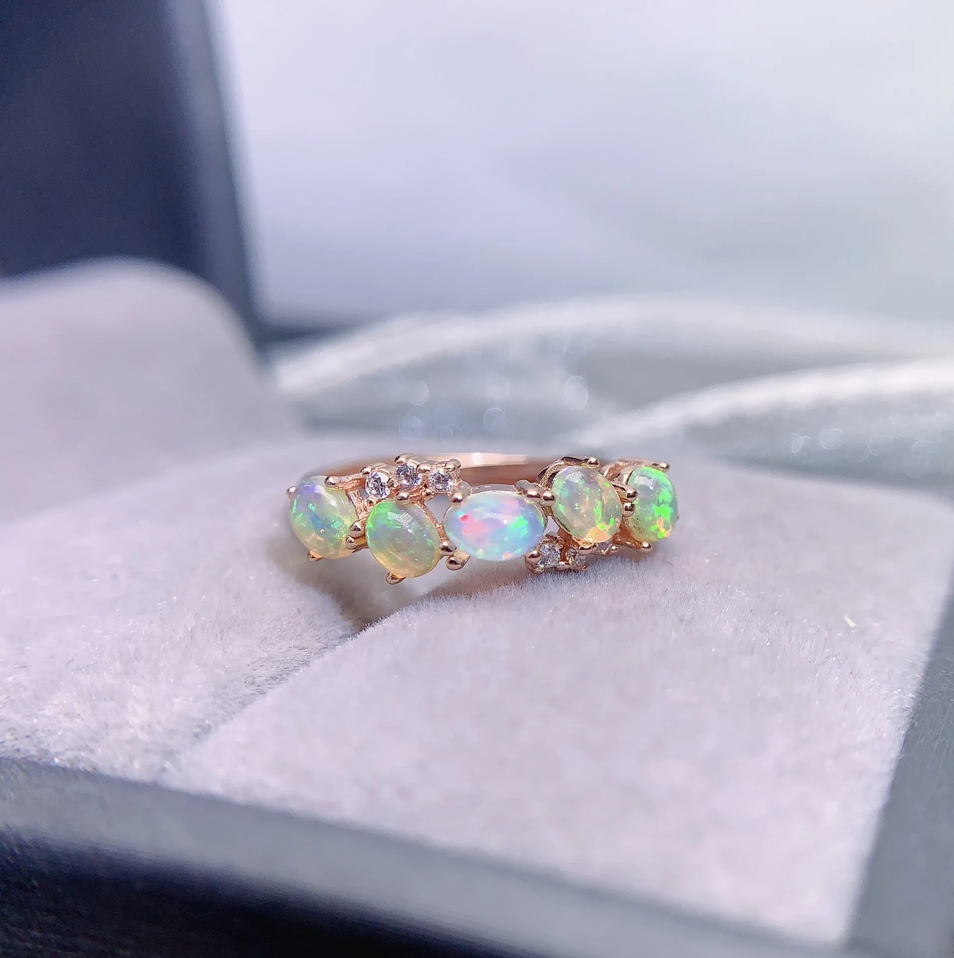 Natural Opal Egg Face Fashion Rings with Silver 925 Trendy Creative Finger Vintage Jewelry for Women Healing Party Gift