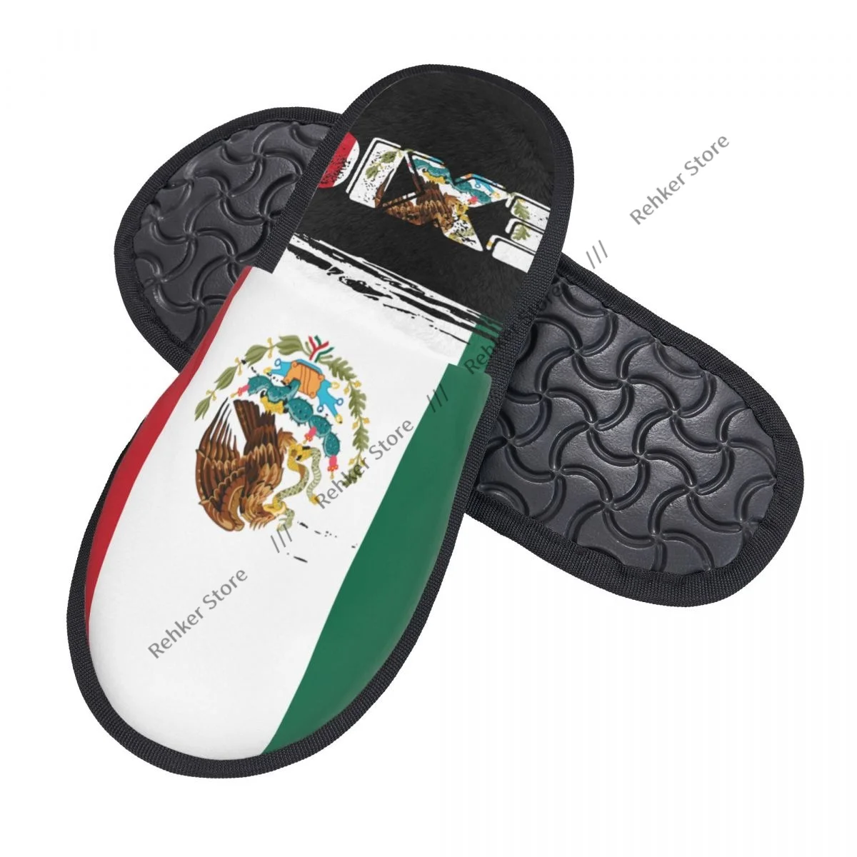 Soft Slippers Vintage Mexico Michoacan Mexican Flag Non-Slip Floor Indoor Home Furry Slippers Shoes For Bedroom