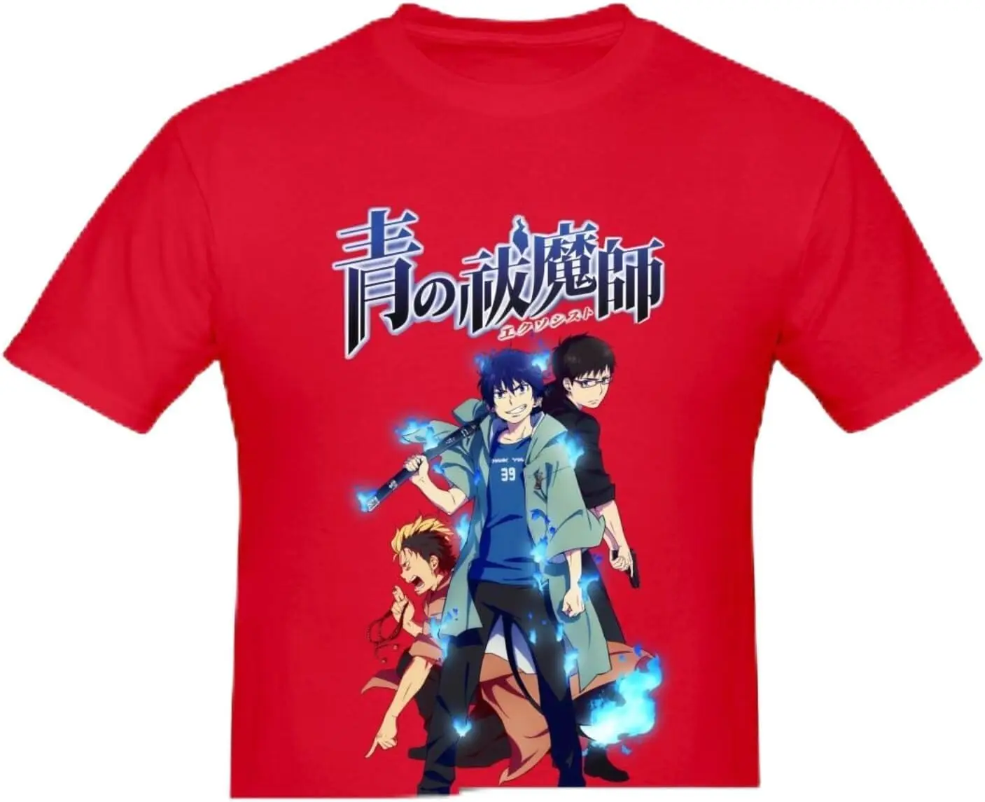 Camiseta de manga curta personalizada com gola redonda masculina, tops de urze profunda, exorcista azul, roupa casual legal