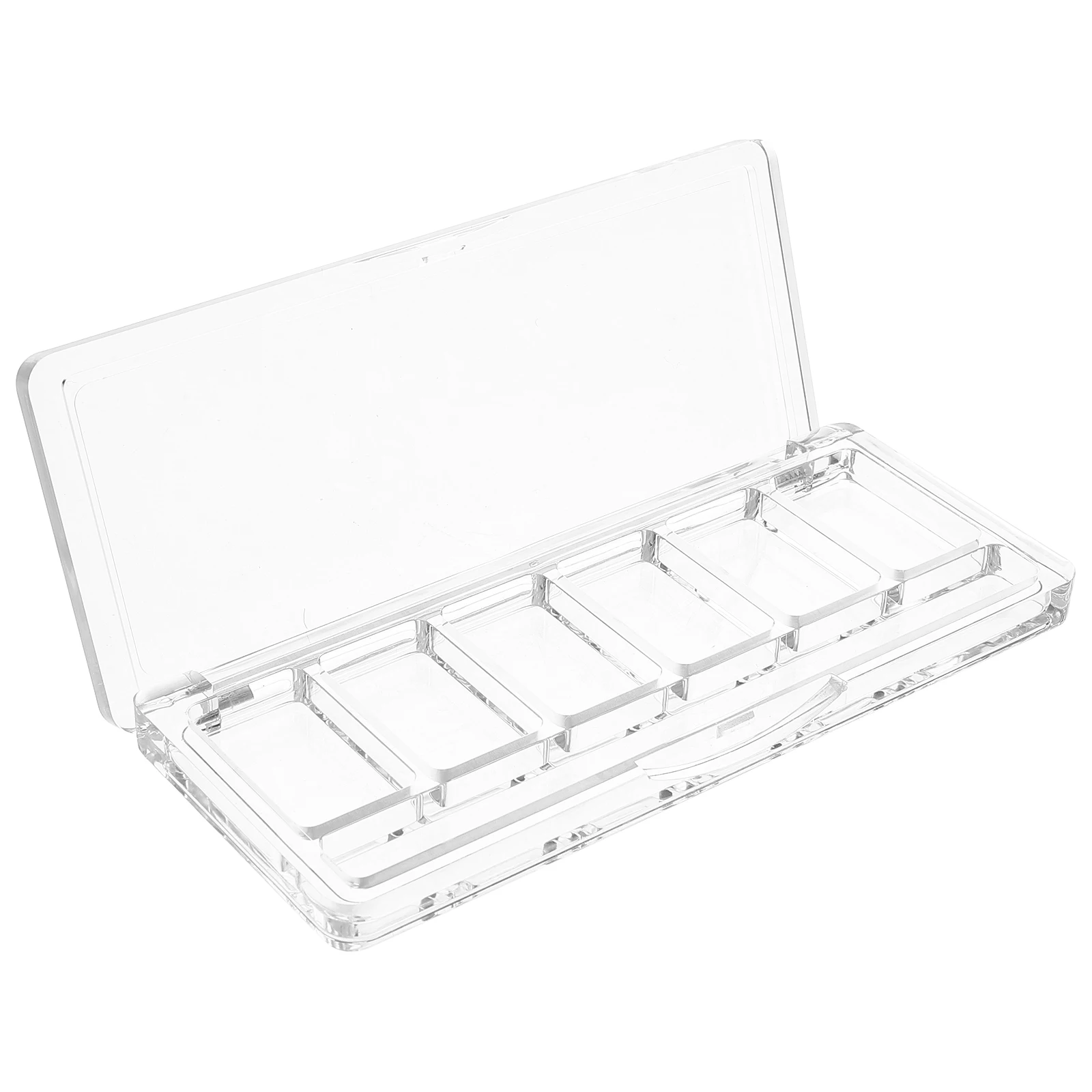 

Eyeshadow Palette 6 Compartments Transparent Square Powder Box Blush Concealer Travel Makeup Organizers Custom Containers