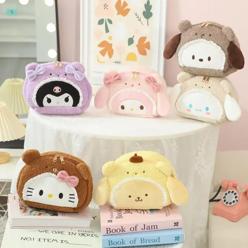 

New Sanrio Hello Kitty Makeup Bag Kawaii Kuromi My Melody Cinnamoroll Cartoon Cute Cosmetic Wash Supplies Storage Bag Girl Gift