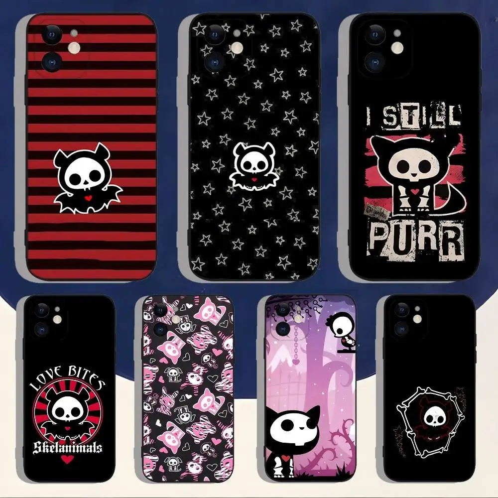 

Cute Skelanimals Bet Dog Phone Case For iPhone 16,15,14,13,12,11,Pro,Max,Plus,X,XS,XR,SE,8,7,Mini,Soft Silicone Black Case