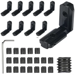 10PCS 2020 3030 4040 Series L Shape Corner Connector Joint Bracket with Screws for T Slot Aluminum Extrusion Profile 3D Printer