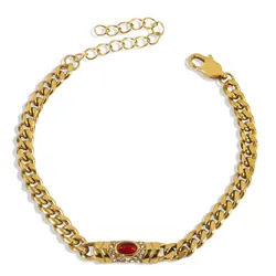 Red Green Crystal Stainless Steel Chain Bracelets