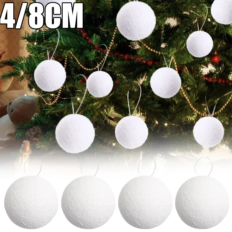 أنيقة الأبيض عيد الميلاد المجال ديكور 4/8 سنتيمتر قابلة لإعادة الاستخدام رغوة كرة الثلج الحلي DIY بها بنفسك شجرة عيد الميلاد غرفة الطعام الشرفة تزيين