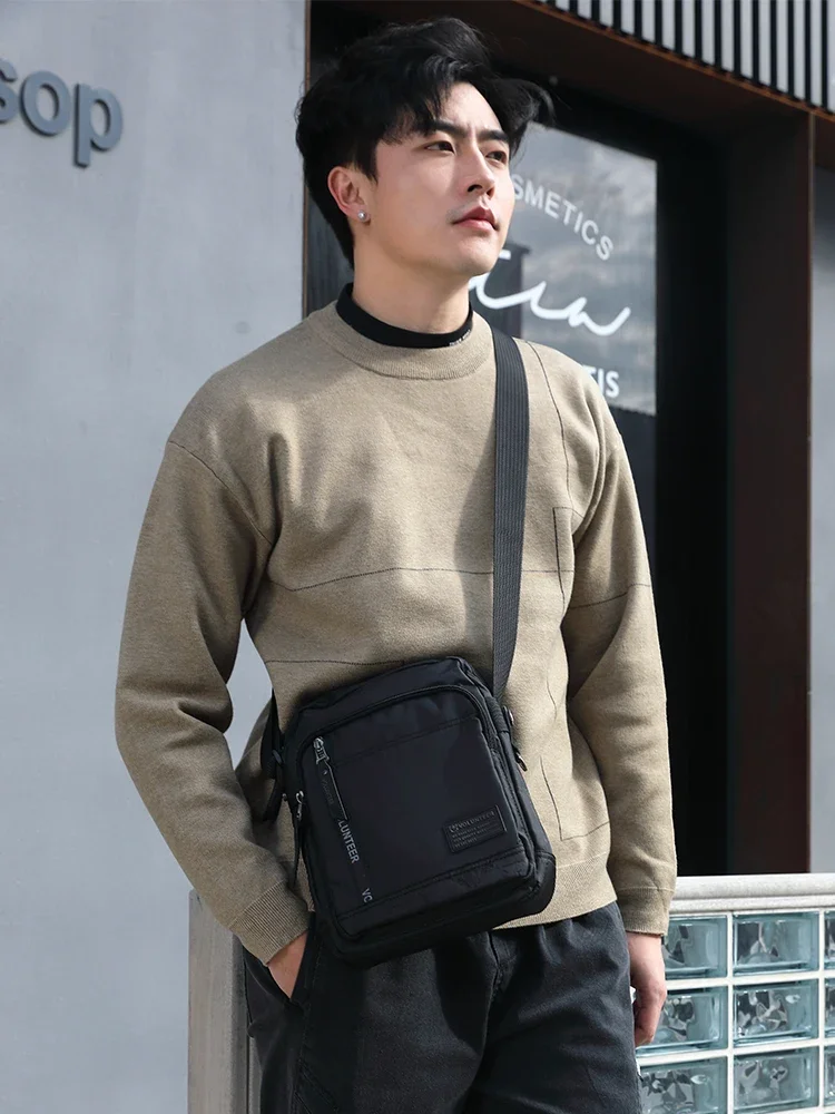 Volunteer Shoulder Bag for Men 2025 New Fashionable Waterproof Versatile Vintage Solid Casual Commuter Crossbody Bags 1710-02